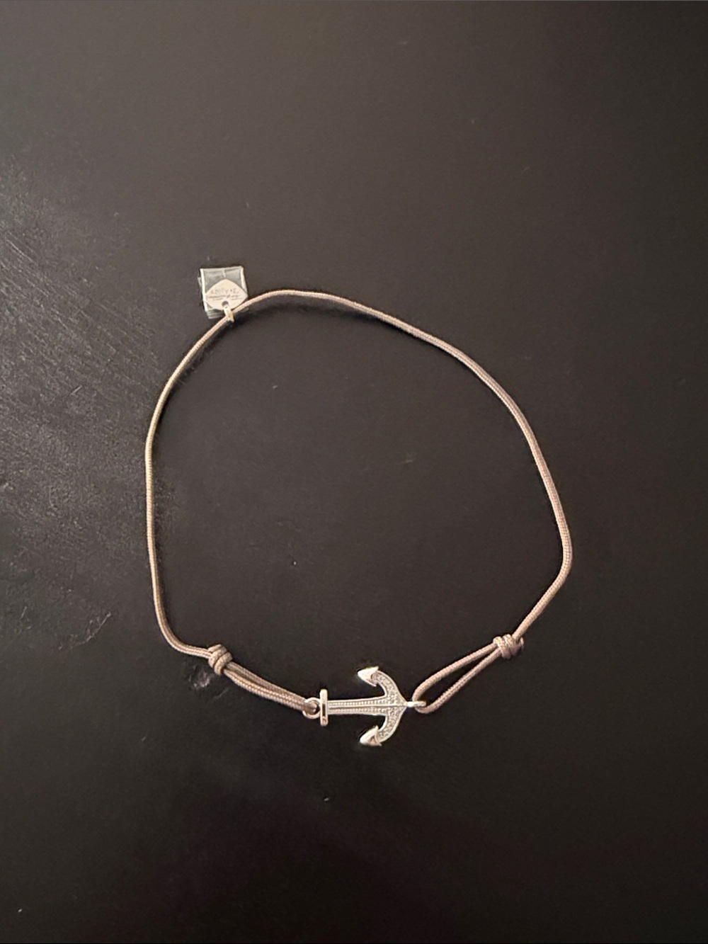 Silver Anchor Cord Bracelet - Neutral Taupe